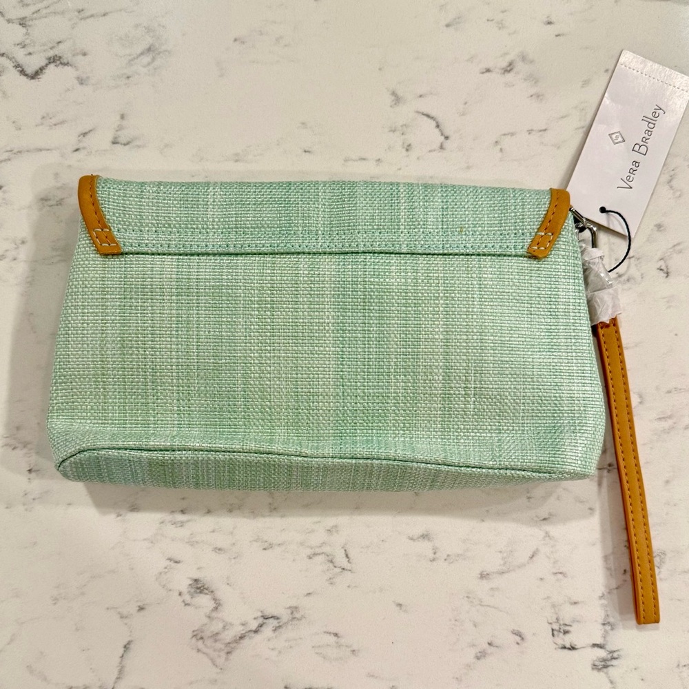 Sold-Embroidered Sea Turtle Fold-Over Clutch - Mint - Picture 6 of 7